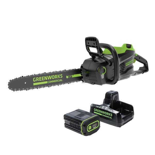82V 16" 2.4kW Chainsaw with 4Ah Battery and Dual Port Charger