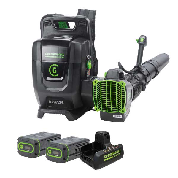 Greenworks 82V Dual Port Backpack Blower with Two 5Ah Batteries and Dual Port Charger